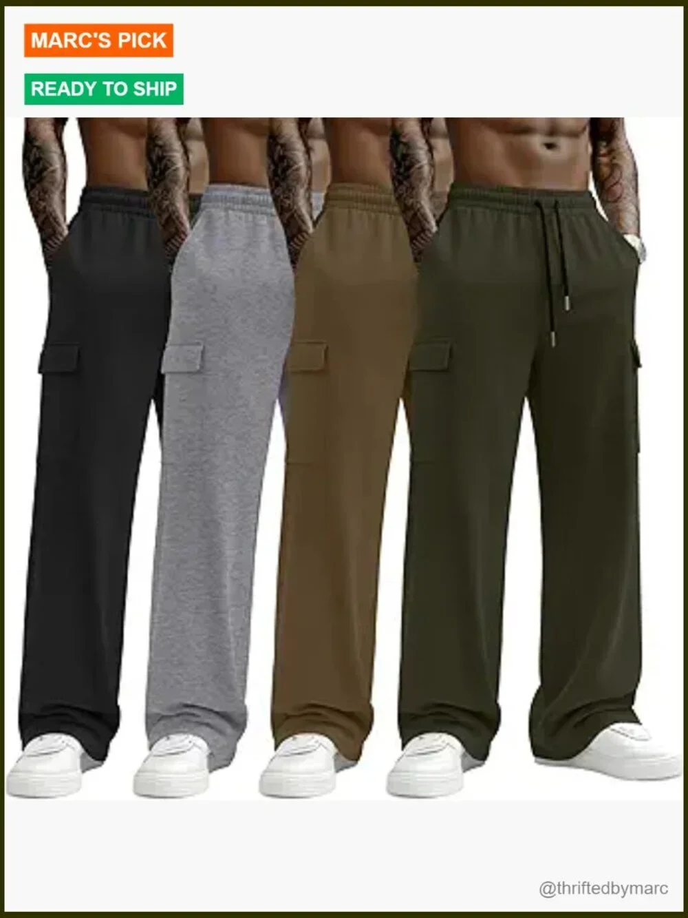 4 Pack Big & Tall Cargo Sweatpants Baggy Wide Leg Joggers with Pockets